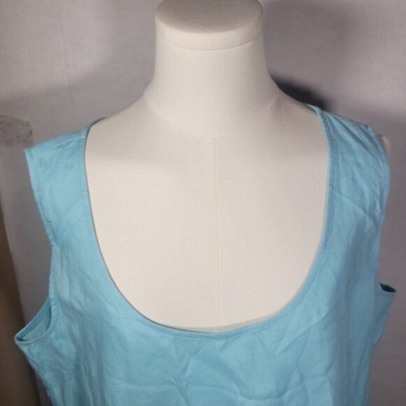 J. Jill Women Light Blue Sleeveless Lightweight Casual 100% Linen Dress Size L - Picture 2 of 9